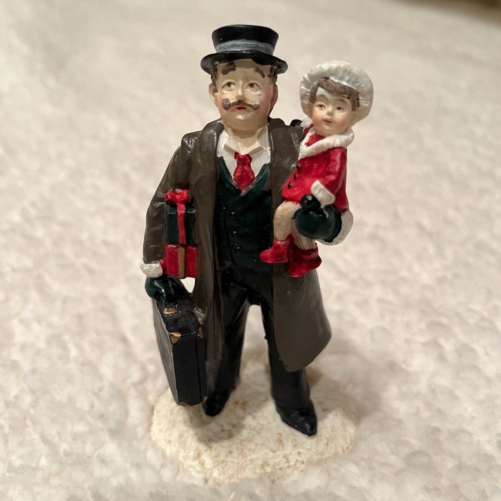 MERVYN’S 1994 Village Square Christmas Figurine | Dad Holding Little Girl